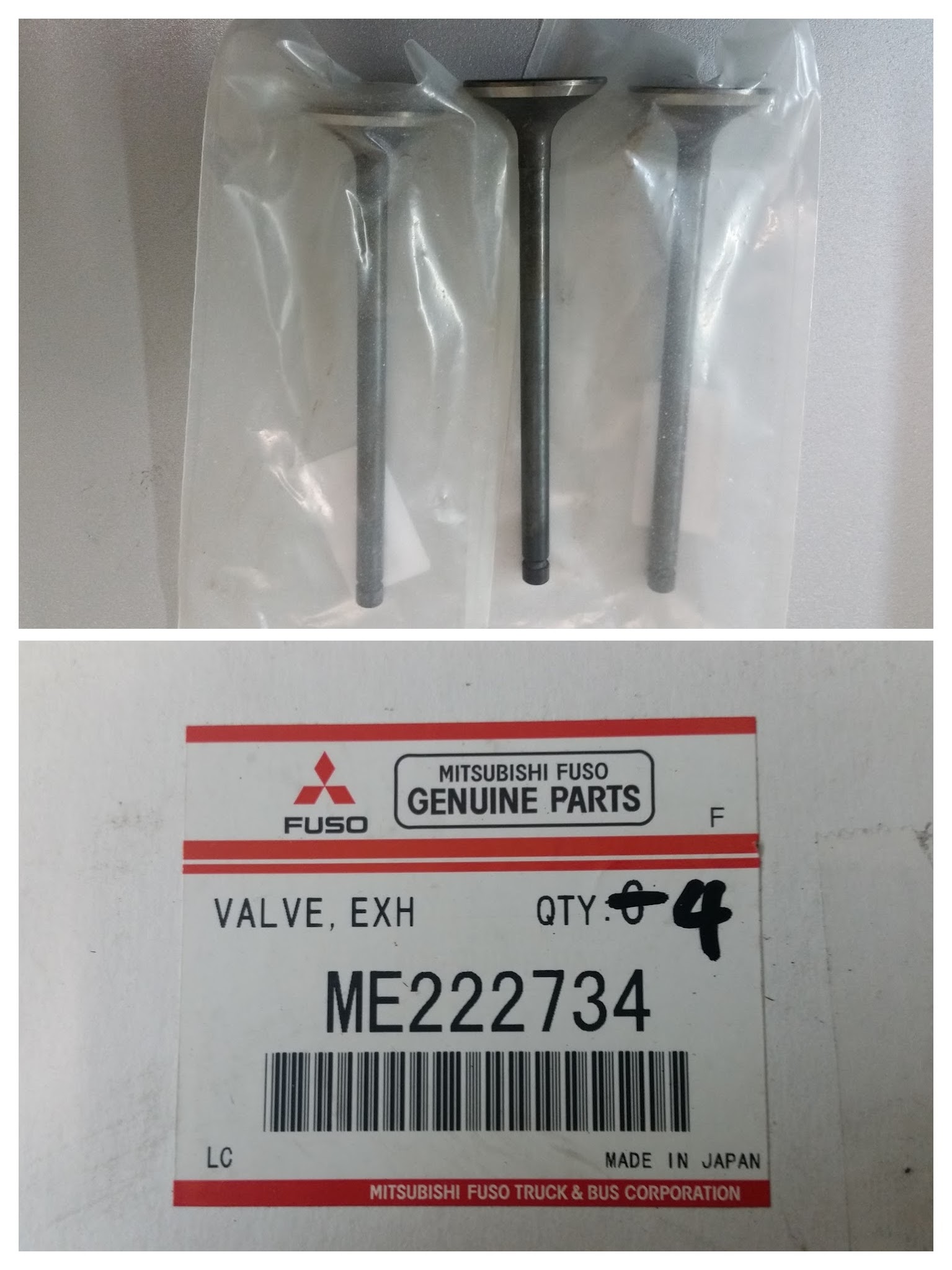 Клапан выпускной  mitsubishi fuso canter евро 3/4 оригинал ME222734