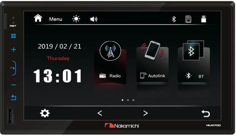 Автомагнитола 2 din nakamichi nam1700  мультимедиа,4х50 вт,mp3,usb,sd,bt, емкостной тач. экран/ NAM1700